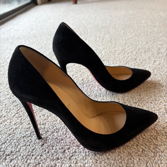 Christian Louboutin Pigalle Follies Black Suede Stiletto Pointed Toe Heels 39.5 - Picture 7 of 16